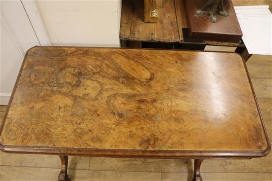 A Victorian walnut rectangular topped card table, W.98cm